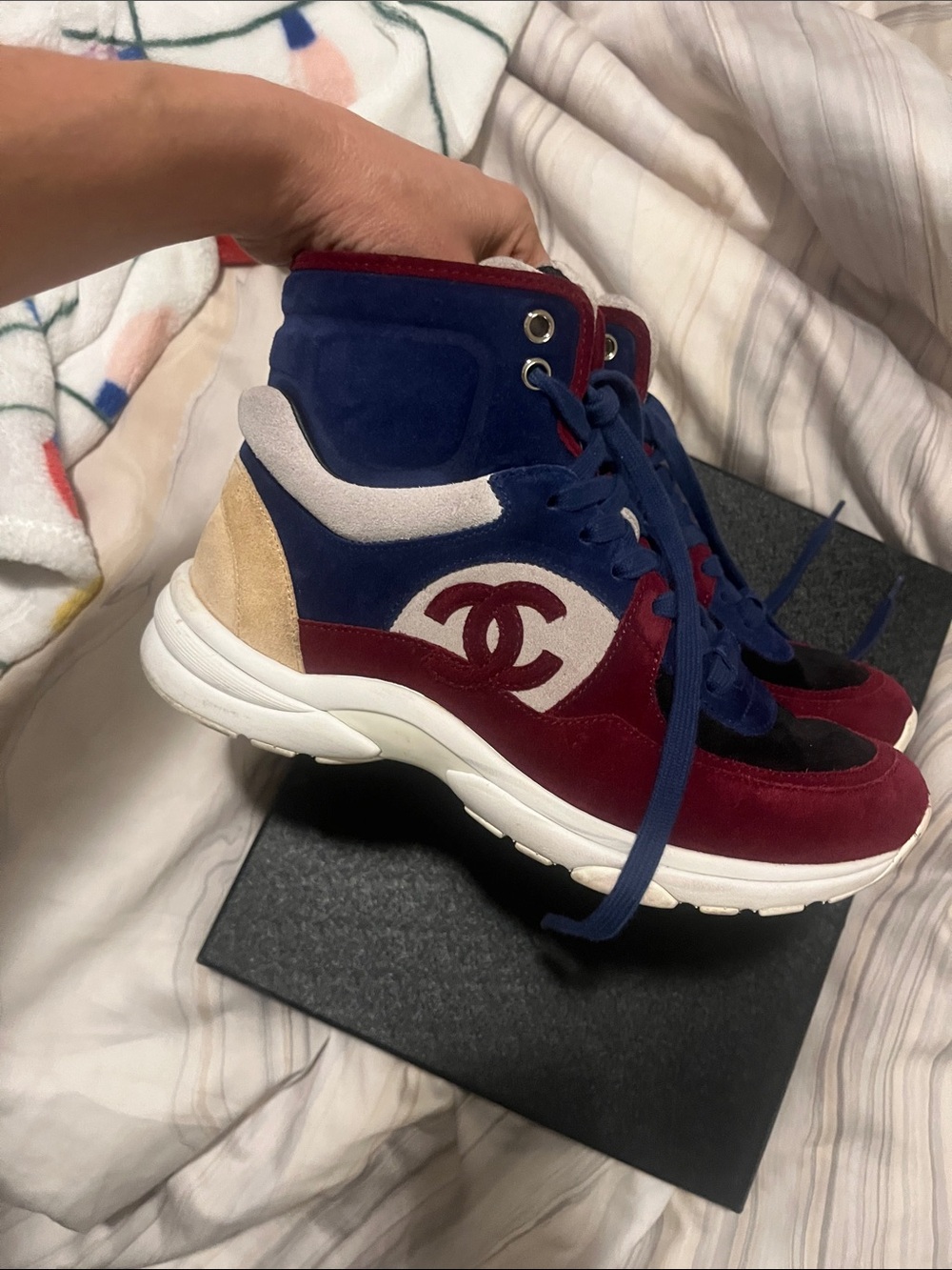 Chanel Multicolor Suede High-Top Sneakers
